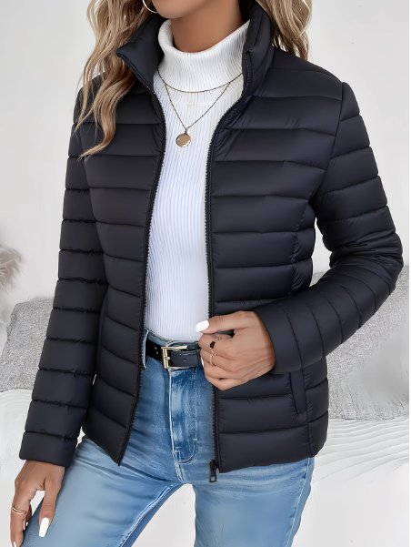 Women's Slim Puffer Jacket - Black