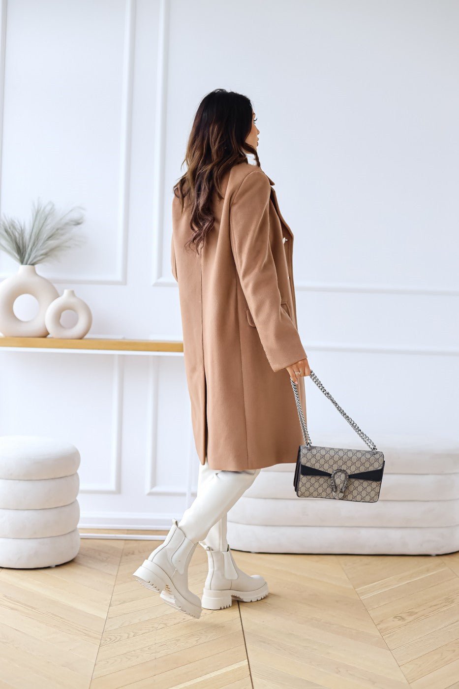 Women's Double-Breasted Belted Longline Wool Coat