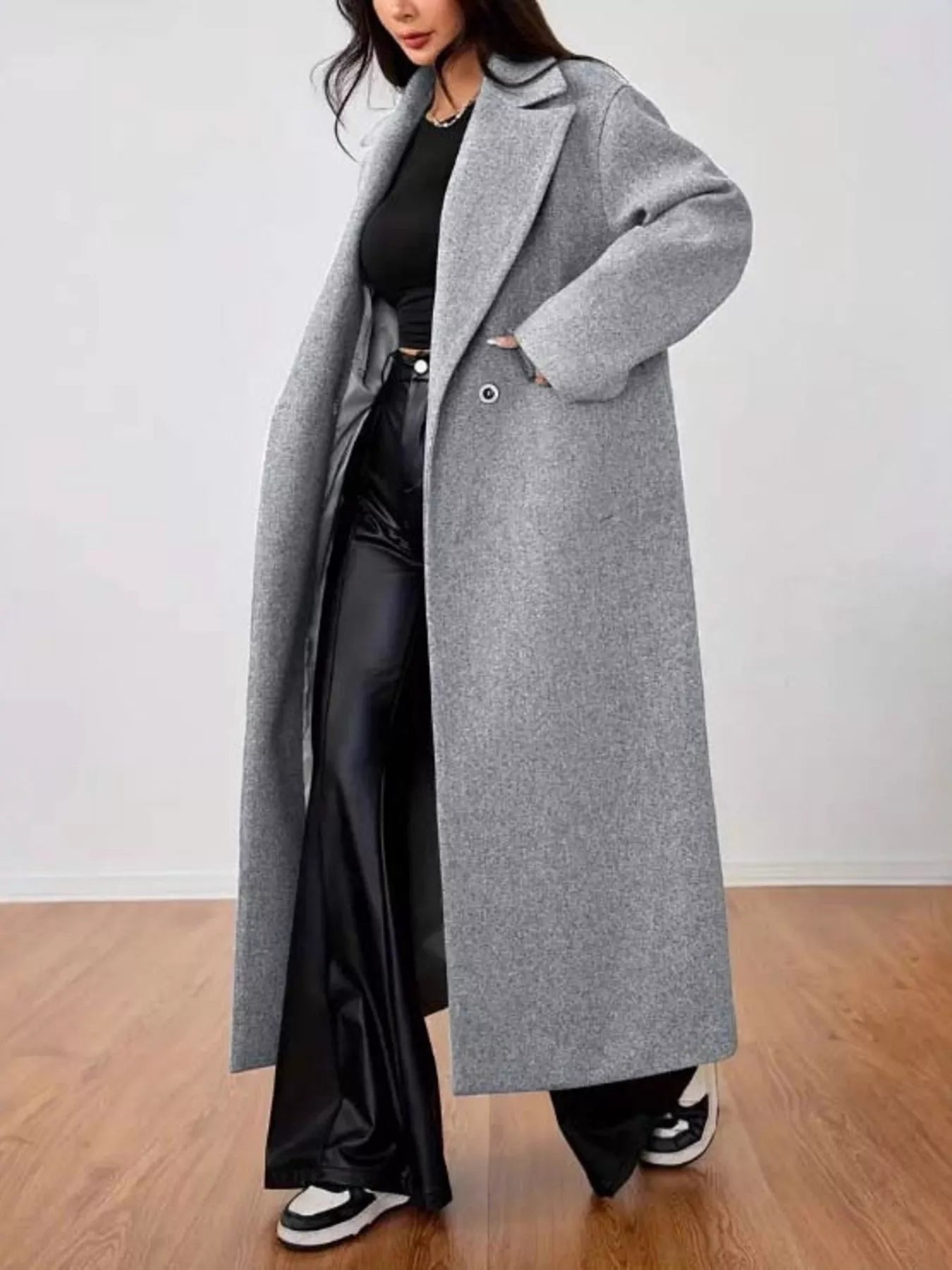 Women's Oversized Longline Wool Trench Coat