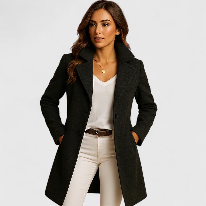 Women's Slim Longline Wool Coat - Black