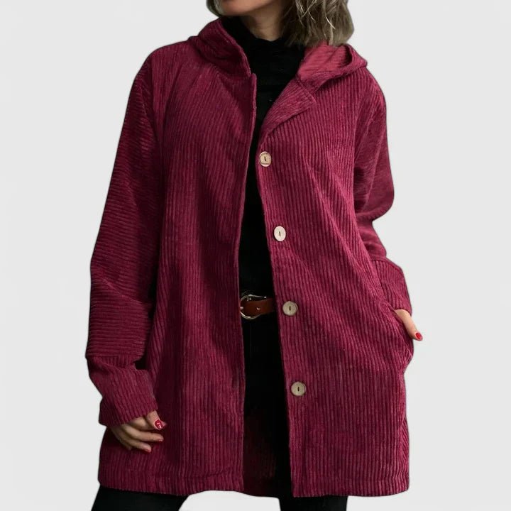 Women's Corduroy Hooded Longline Jacket