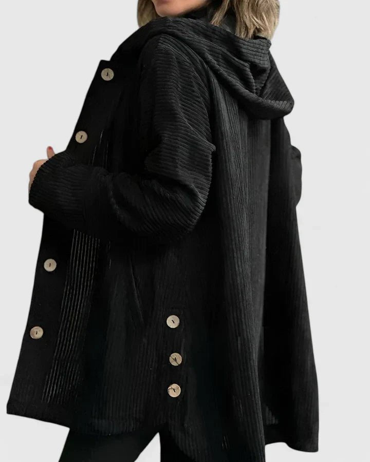 Women's Corduroy Hooded Longline Jacket