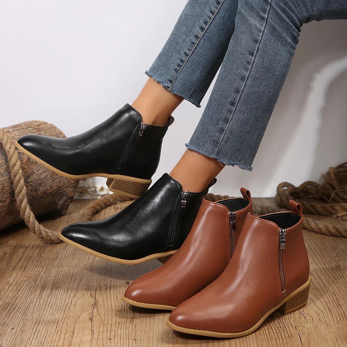 Women's Faux Leather Ankle Boots