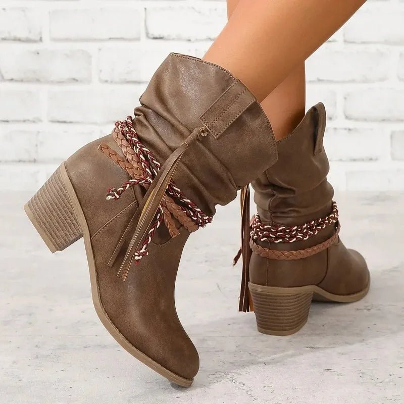 Women's Braided Slouchy Ankle Boots