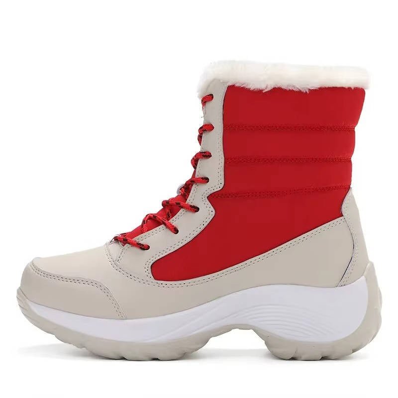 Women's Faux Leather Waterproof Platform Snow Ankle Boots