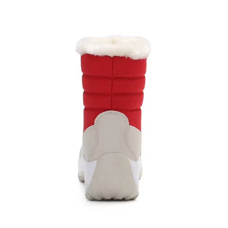 Women's Faux Leather Waterproof Platform Snow Ankle Boots