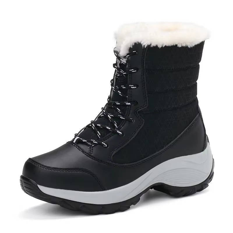 Women's Faux Leather Waterproof Platform Snow Ankle Boots
