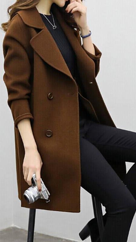 Women's Oversized Longline Wool Coat - Brown