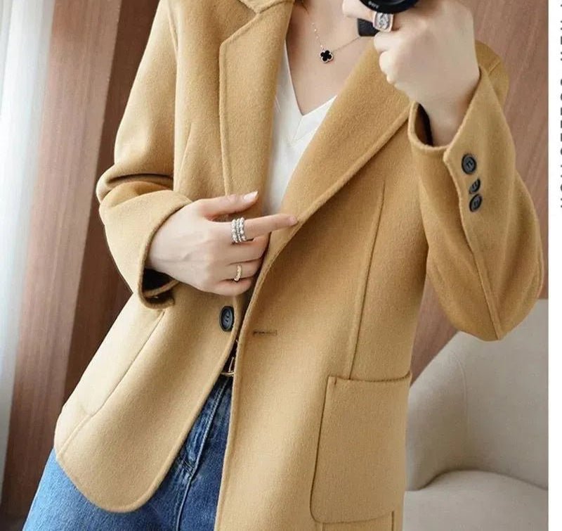 Women's Work Longline Wool Blazer - Brown