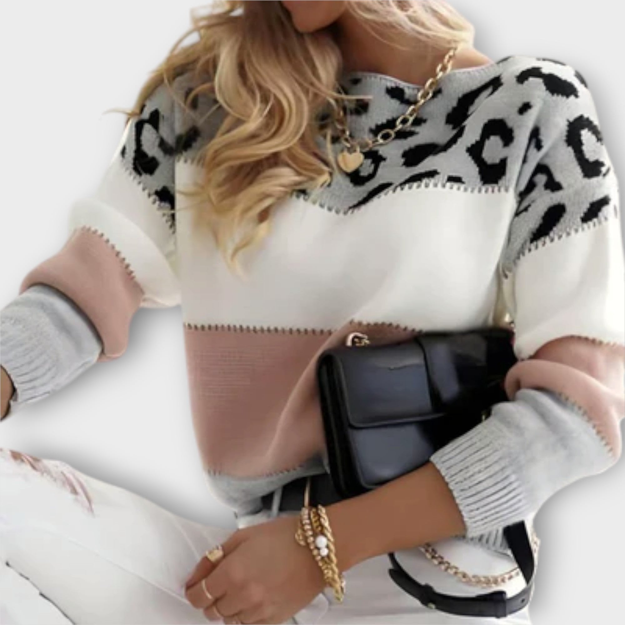 Women's Leopard Print Jumper - Pink