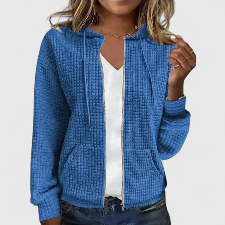 Women's Zip-Up Hooded Jacket - Blue