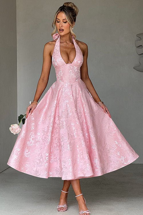 Women's Halter Party Midi Dress