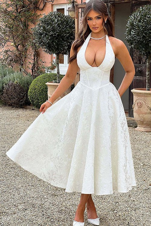 Women's Halter Party Midi Dress