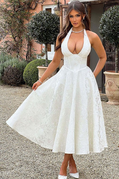 Women's Halter Party Midi Dress