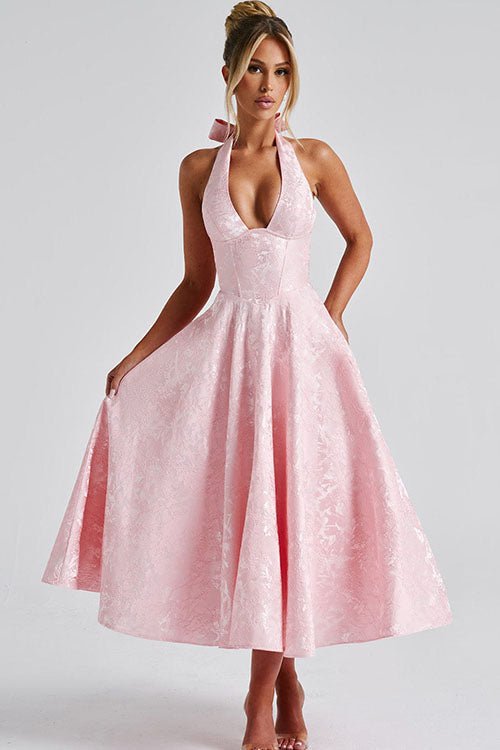 Women's Halter Party Midi Dress