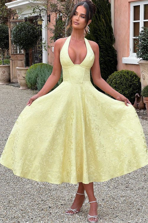 Women's Halter Party Midi Dress