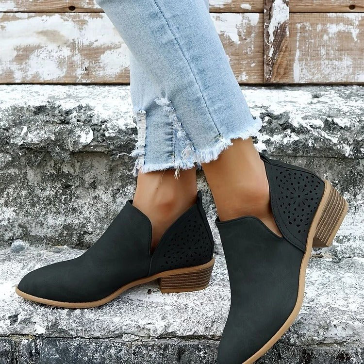 Women's Floral Suede Ankle Booties