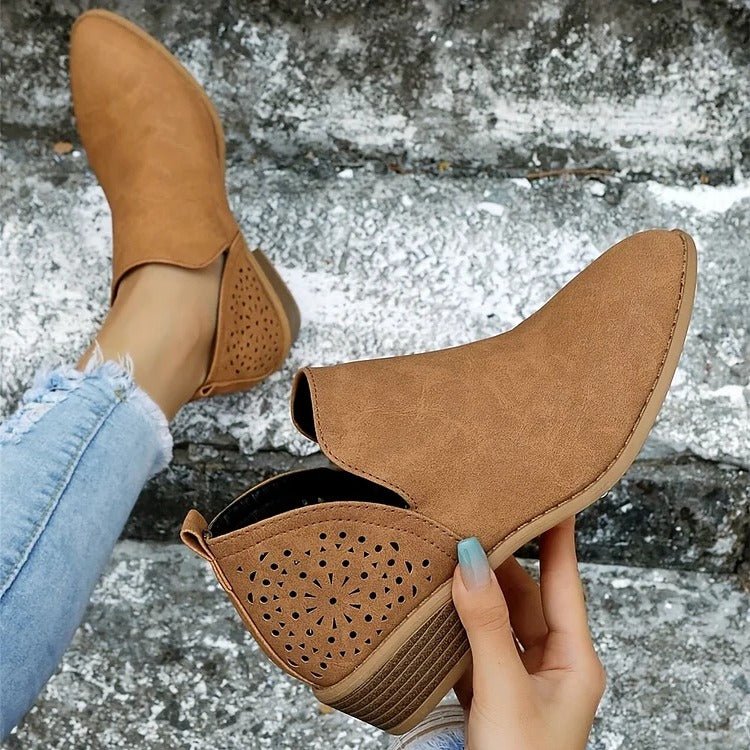 Women's Floral Suede Ankle Booties