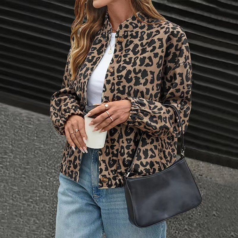Women's Leopard Bomber Jacket
