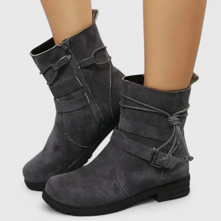 Women's Suede Ankle Boots - Gray