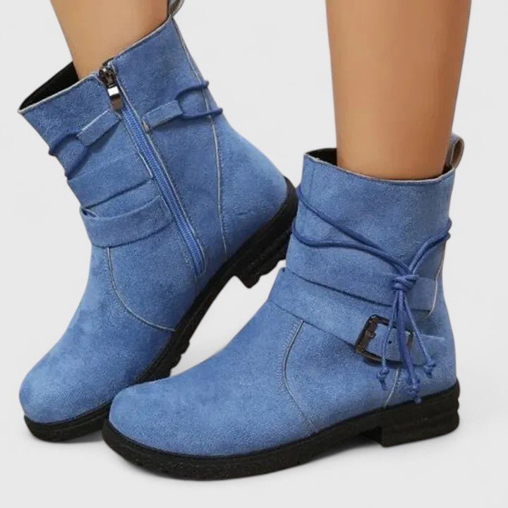 Women's Suede Ankle Boots - Blue