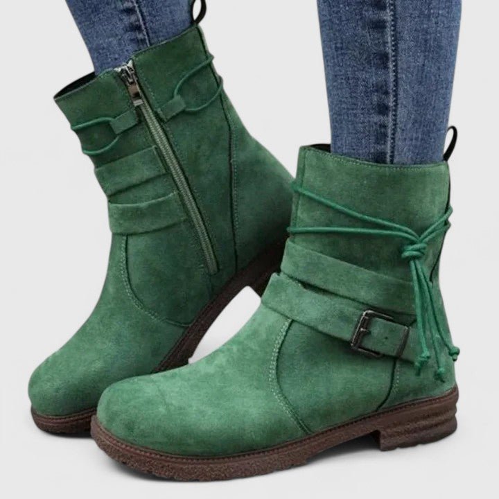 Women's Suede Ankle Boots - Green