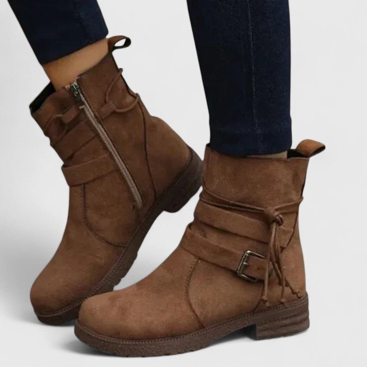 Women's Suede Ankle Boots - Brown