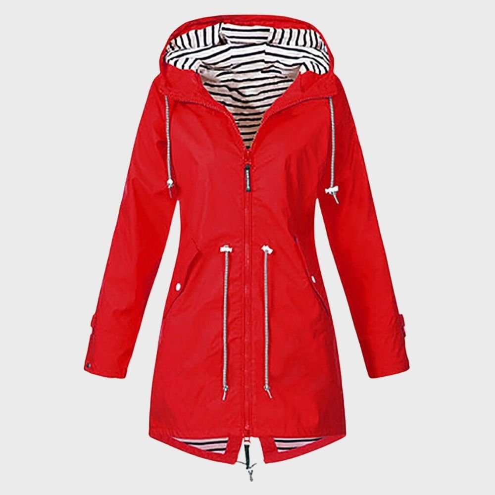 Women's Rain Waterproof Hooded Jacket - Red