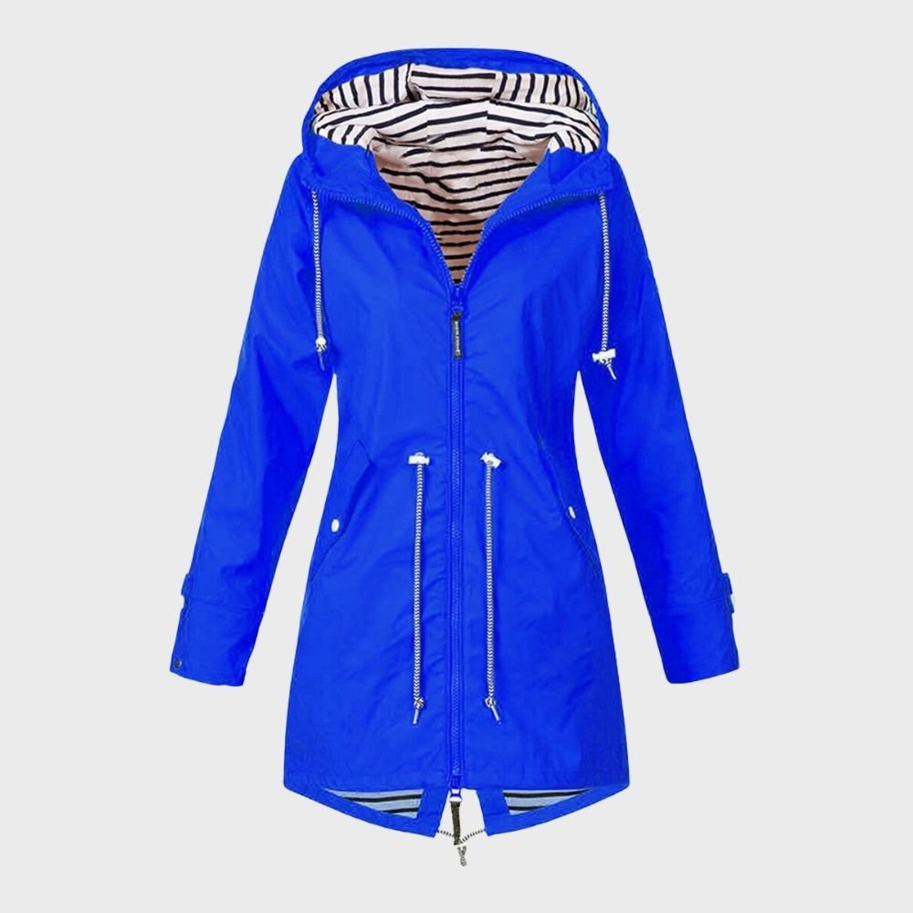 Women's Rain Waterproof Hooded Jacket - Light Blue