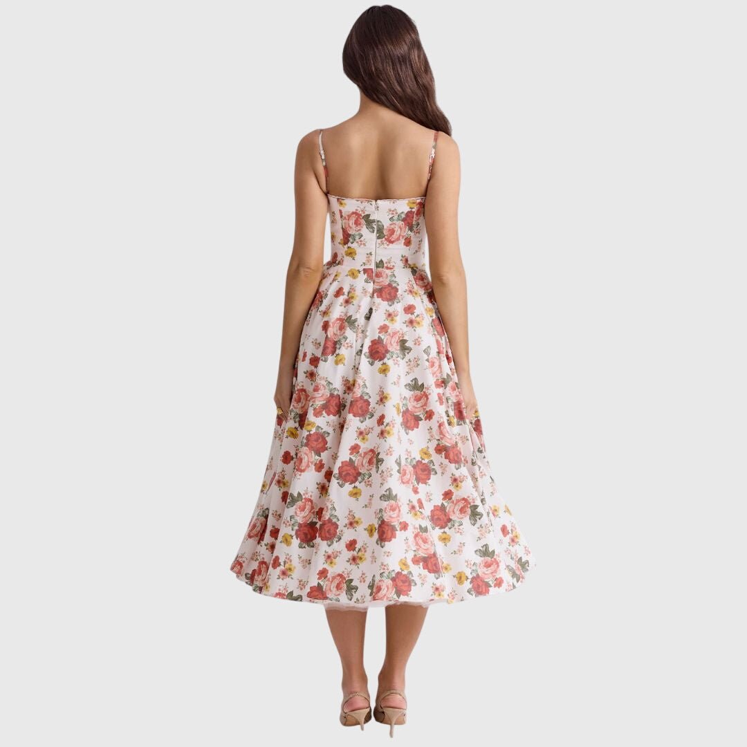 Women's Corset Satin Lace Midi Party Dress