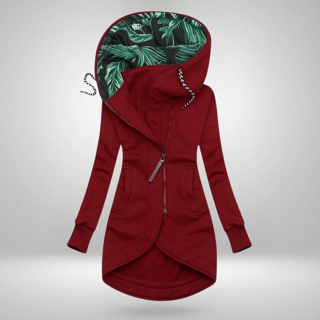 Women's Zip Hoodie Hooded Jacket - Burgundy