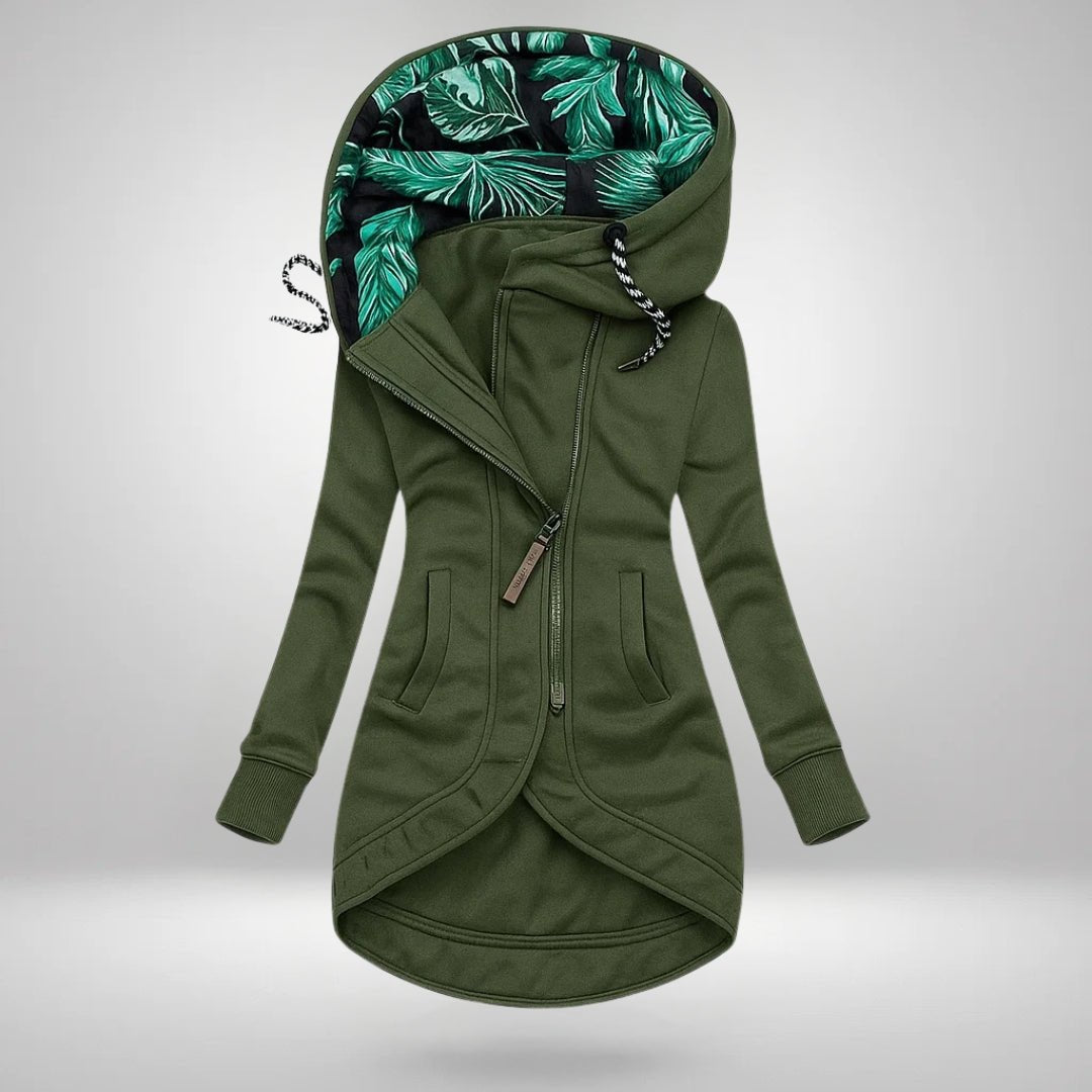 Women's Zip Hoodie Hooded Jacket - Military Green