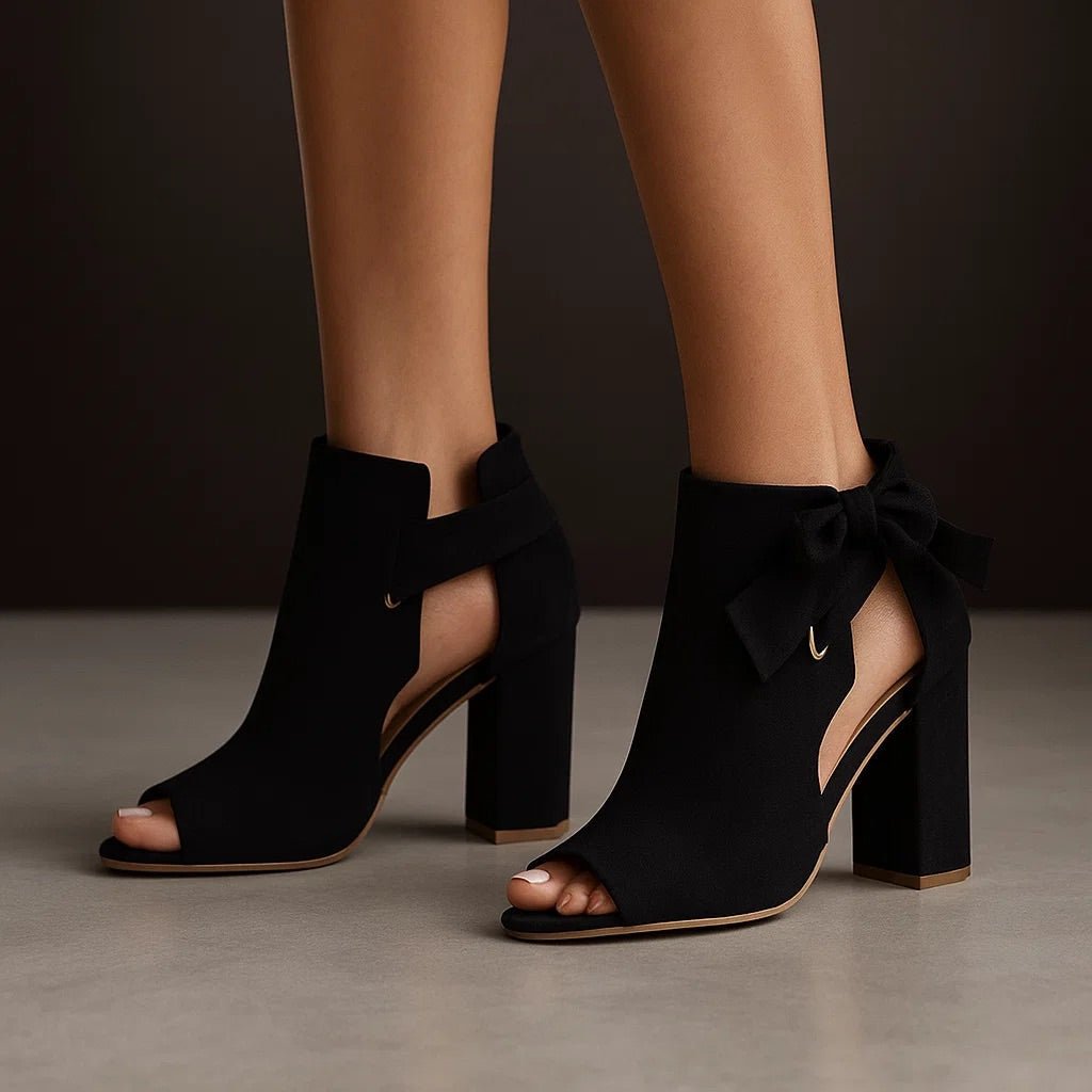 Women's Peep-Toe Faux Suede Ankle Booties