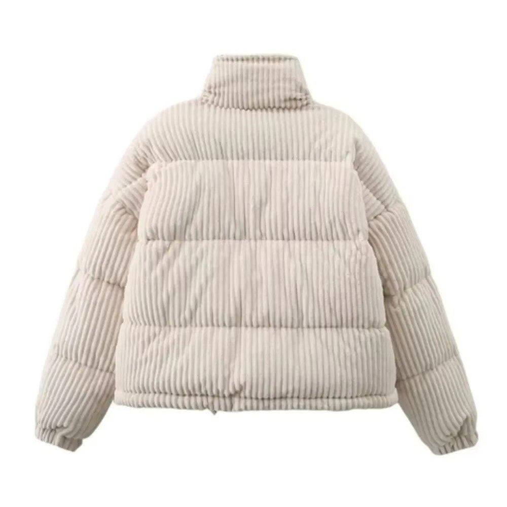 Women's Cropped Corduroy Puffer Jacket - L