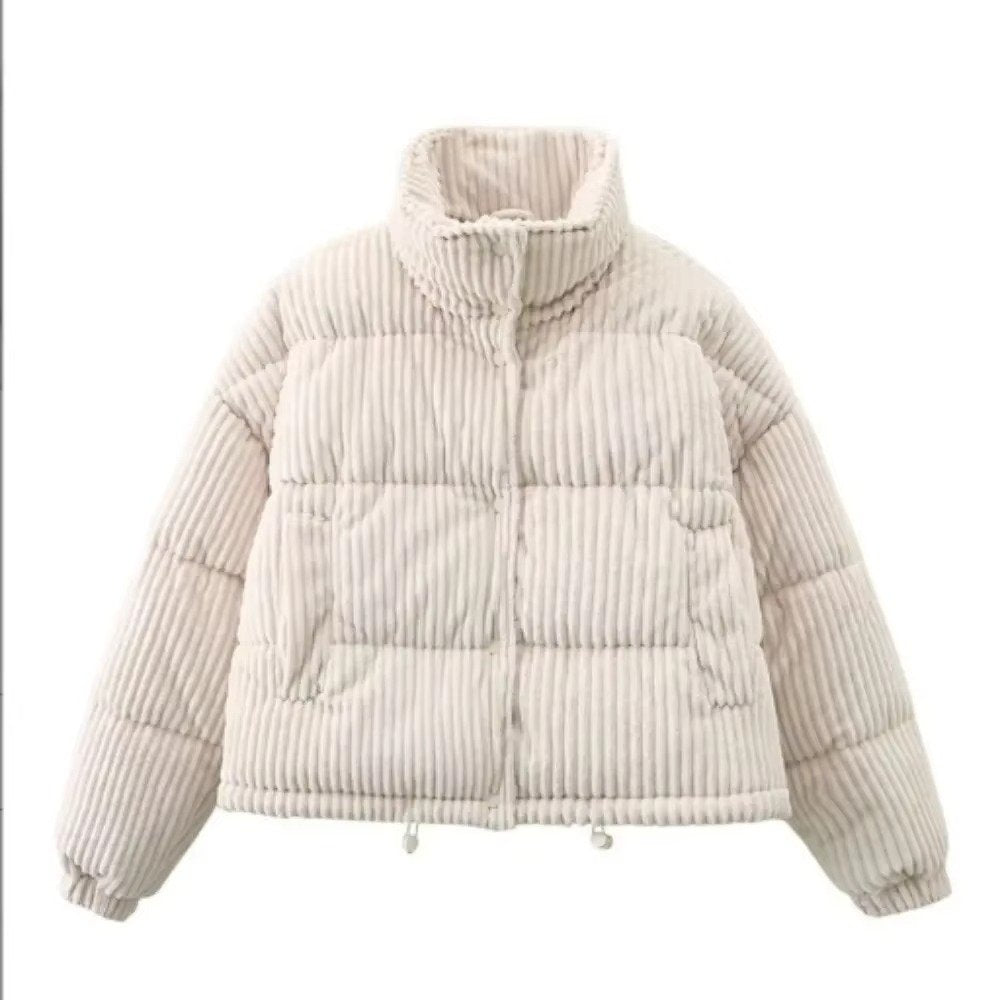 Women's Cropped Corduroy Puffer Jacket