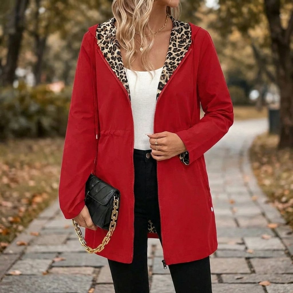 Women's Leopard-Lined Hooded Longline Jacket
