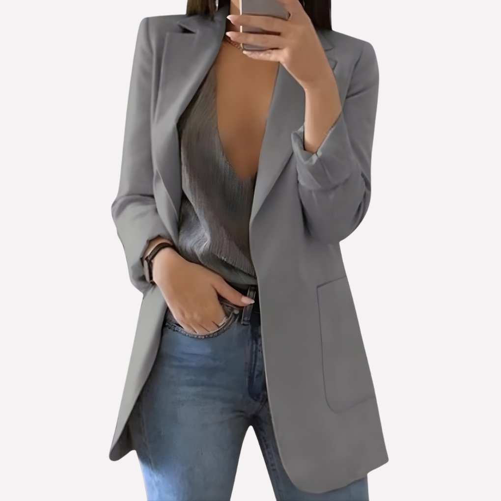 Women's Oversized Longline Blazer - Gray