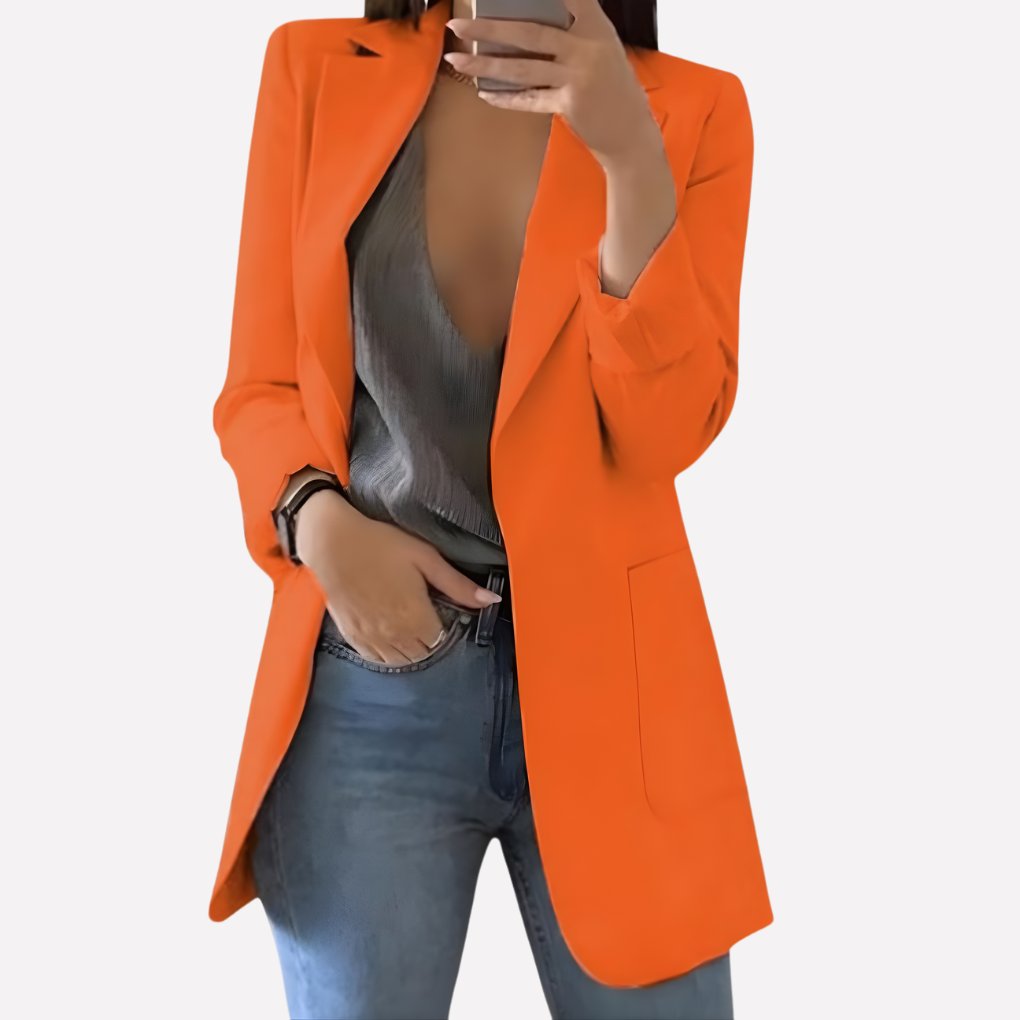 Women's Oversized Longline Blazer - Orange