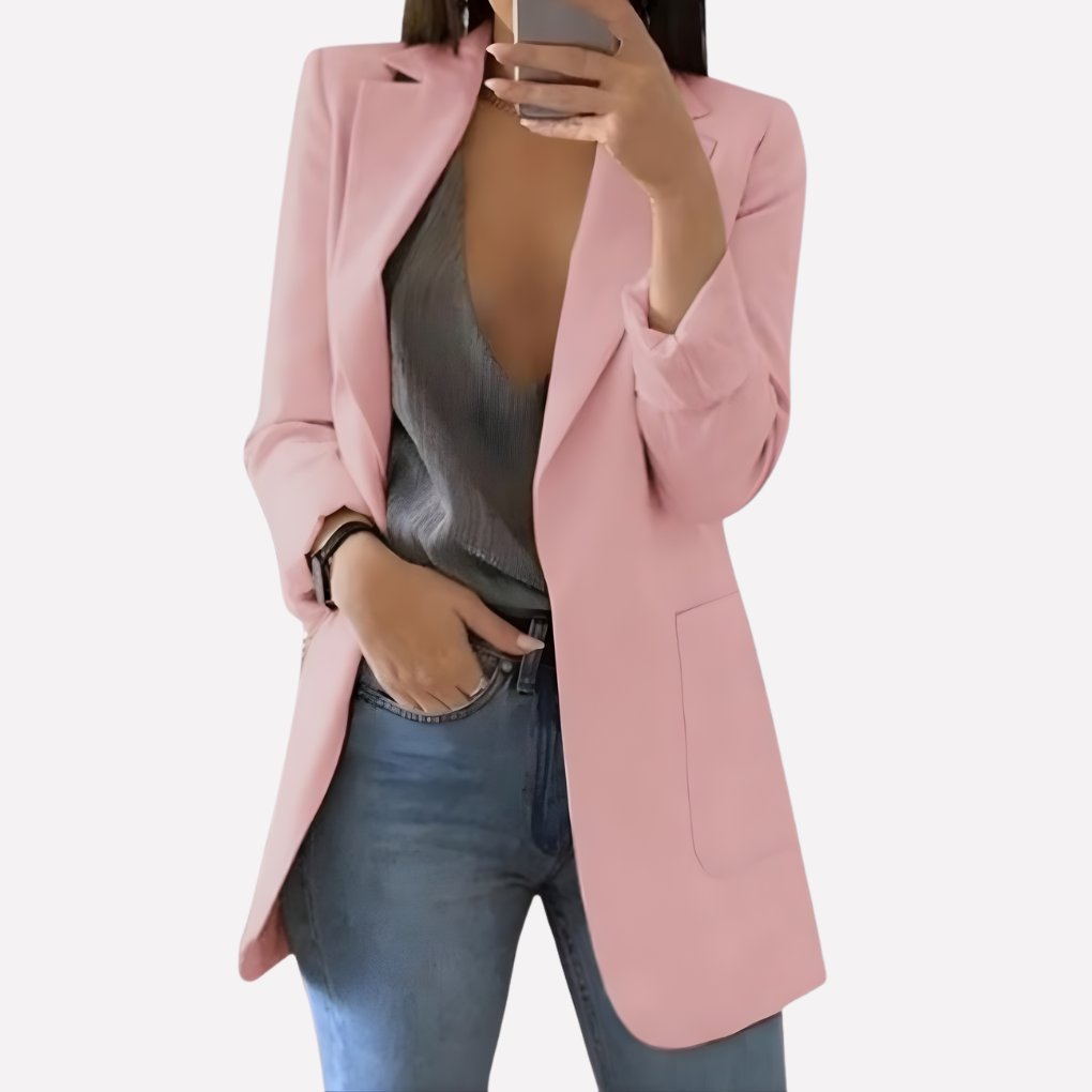 Women's Oversized Longline Blazer - Pink