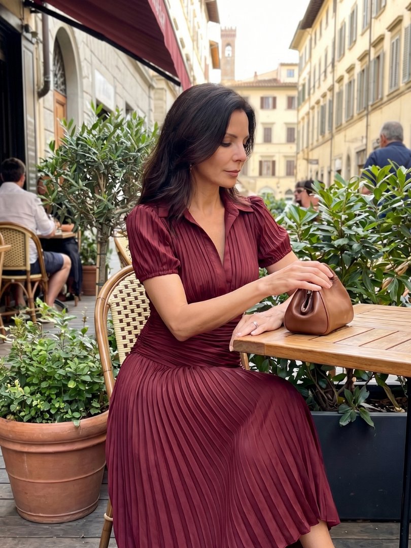 Women's Striped Satin Midi Party Dress