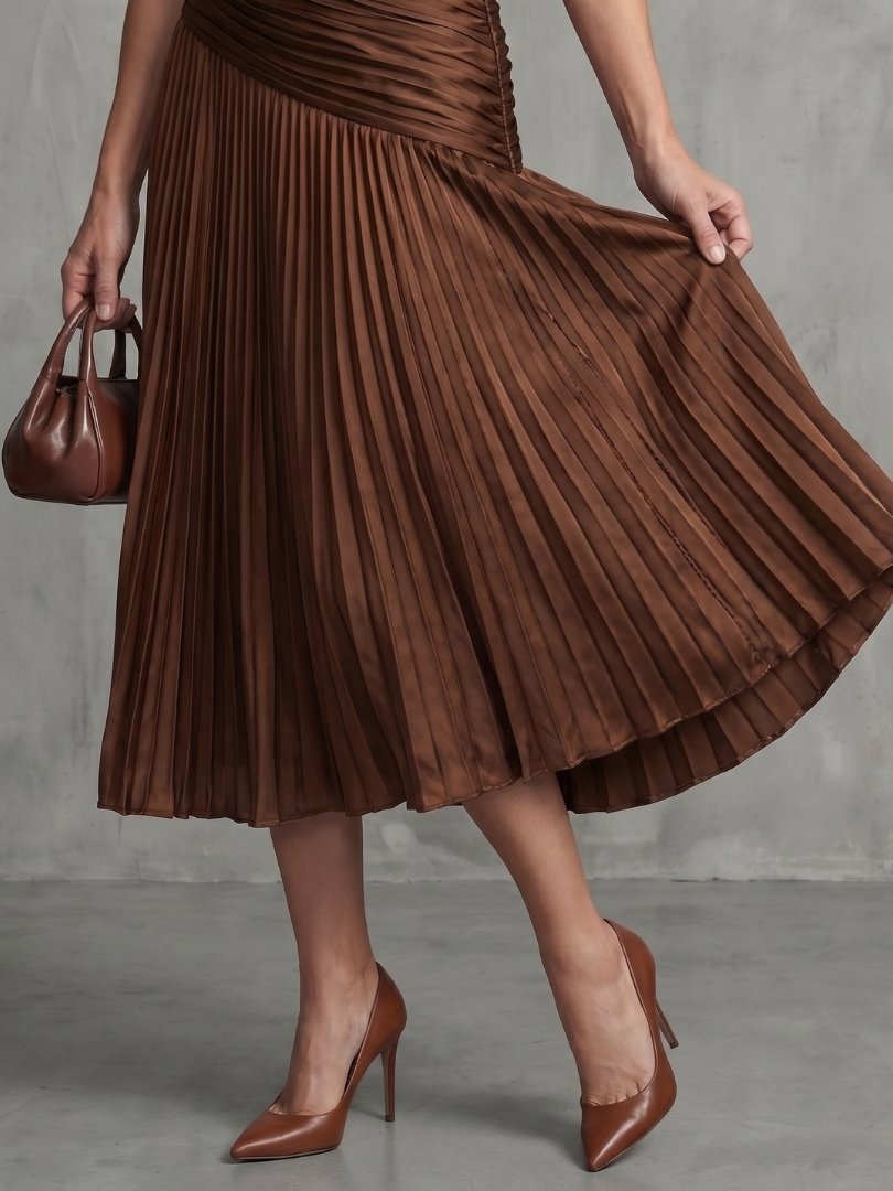 Women's Striped Satin Midi Party Dress