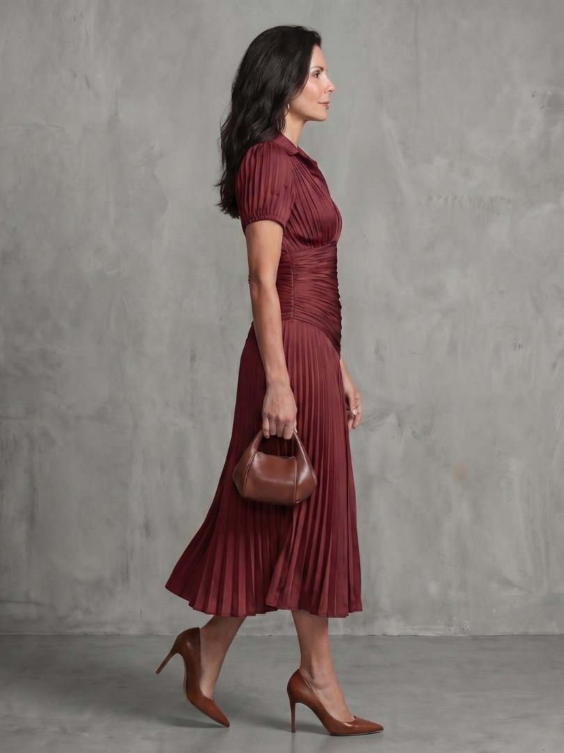 Women's Striped Satin Midi Party Dress