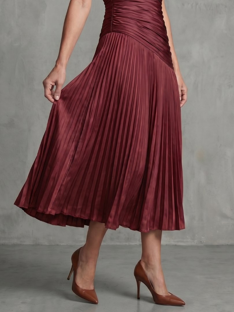 Women's Striped Satin Midi Party Dress