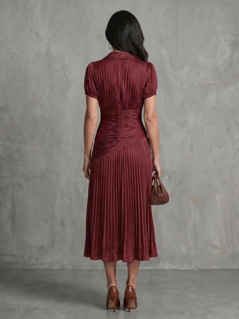Women's Striped Satin Midi Party Dress