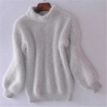 Women's Oversized Knit Roll Neck Jumper - Gray
