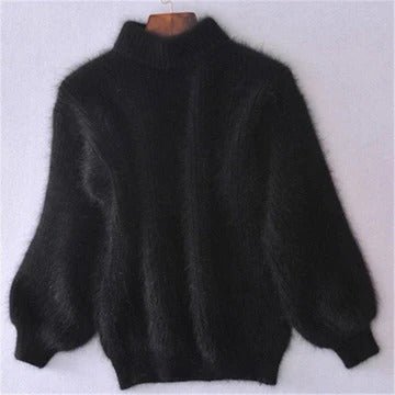 Women's Oversized Knit Roll Neck Jumper - Black