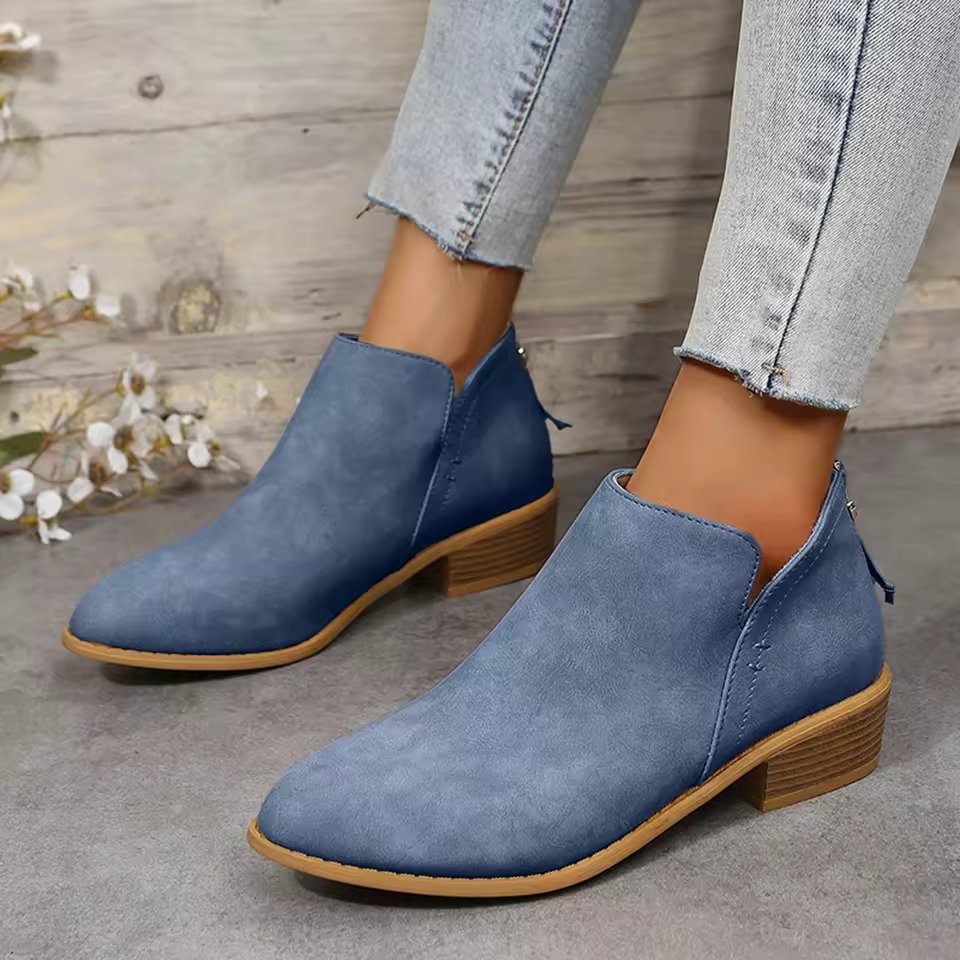 Women's Suede Ankle Booties - Blue