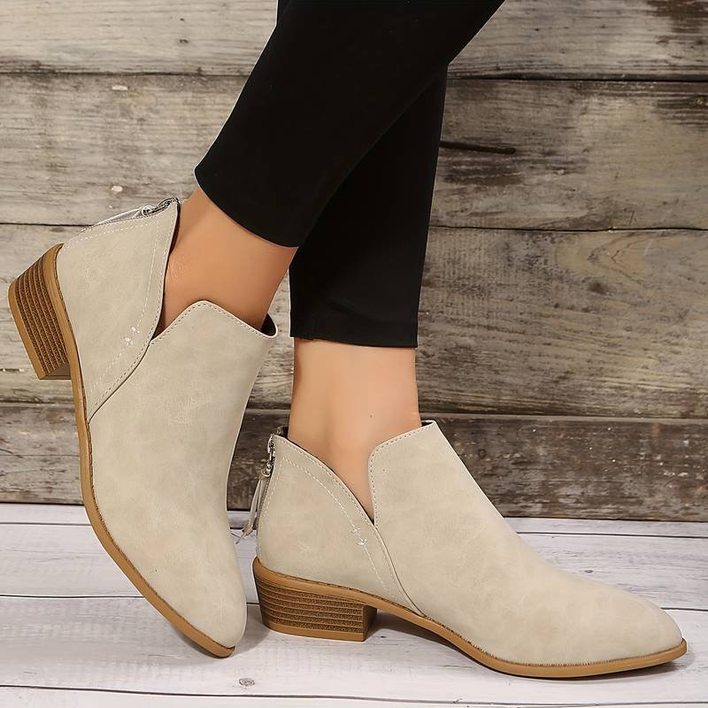 Women's Suede Ankle Booties - Beige