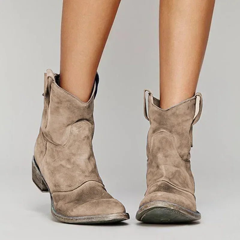 Women's Suede Western Cowboy Ankle Boots