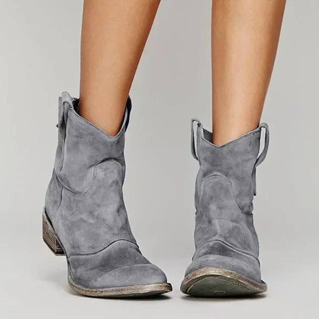 Women's Suede Western Cowboy Ankle Boots